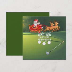 Golf Mest sannolikt att träffa Tomte med golfboll Julkort