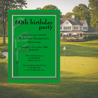 Golf Modern Corporate Grön Svart 60-årsdag Inbjudningar