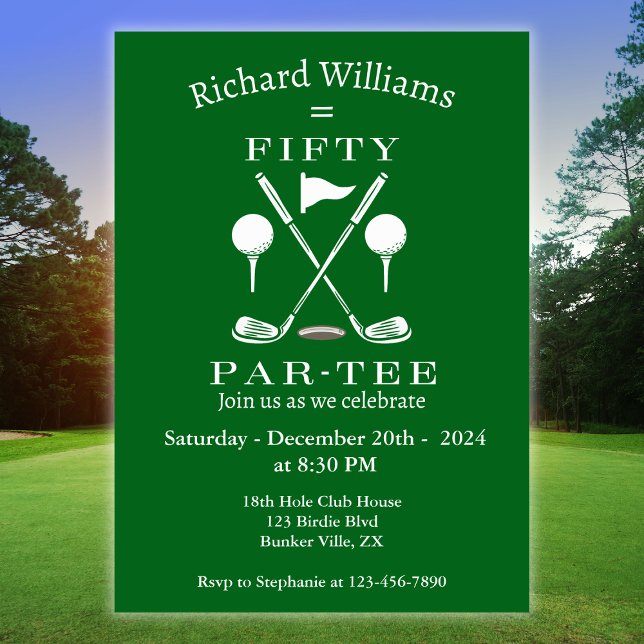 Golf Modern Emblem-Klubbar 50:e födelsedagen Inbjudningar (Skapare uppladdad)