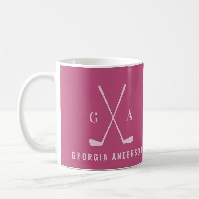 Golf modern typografi, inledande monogram rosa gir kaffemugg (Vänster)