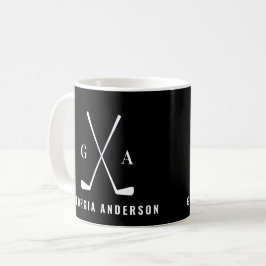 Golf modern typografi, inledande monogramsvart kaffemugg