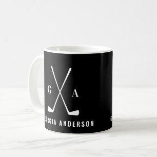 Golf modern typografi, inledande monogramsvart kaffemugg
