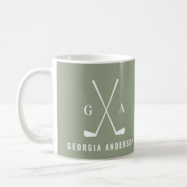Golf modern typography initial monogram sage grönt kaffemugg