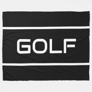 GOLF Modern Vit Text Randig På Djup Svart Fleecefilt