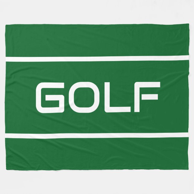 GOLF Modern White Text Stripes On Athletic Green Fleecefilt (Framsidan (Horisontell))