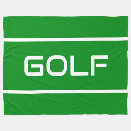 GOLF Modern White Text Stripes On Bright Green Fleecefilt