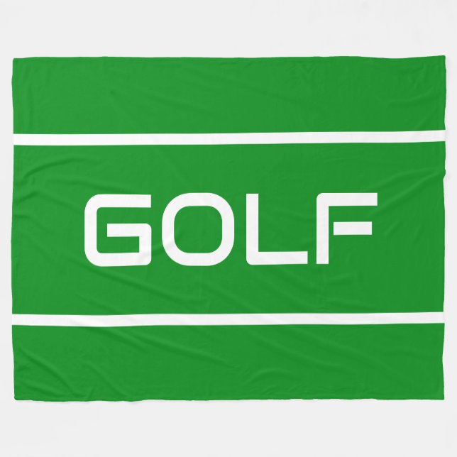 GOLF Modern White Text Stripes On Bright Green Fleecefilt (Framsidan (Horisontell))