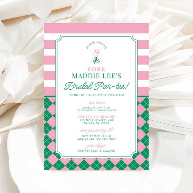 Golf Möhippa Par-T-inbjudan Inbjudningar (Golf Par-tee Bridal Shower Invitation)
