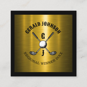 Golf Monogram-design för Anpassningsbarna Guld Ele Fyrkantigt Visitkort