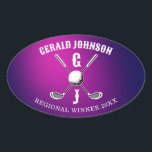 Golf Monogram-design med minimalistisk Anpassnings Ovalt Klistermärke<br><div class="desc">Eleganten Golf Monogram Design från Edward Eksi med minimal Anpassningsbar. Enkel modifiering av INITIALER och TEXTS efter dina behov.</div>