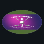 Golf Monogram-design med minimalistisk Anpassnings Ovalt Klistermärke<br><div class="desc">Eleganten Golf Monogram Design från Edward Eksi med minimal Anpassningsbar. Enkel modifiering av INITIALER och TEXTS efter dina behov.</div>