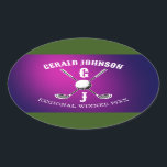 Golf Monogram-design med minimalistisk Anpassnings Ovalt Klistermärke<br><div class="desc">Eleganten Golf Monogram Design från Edward Eksi med minimal Anpassningsbar. Enkel modifiering av INITIALER och TEXTS efter dina behov.</div>