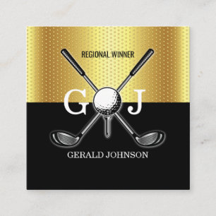 Golf Monogram Design Squ med minimal Anpassningsba Fyrkantigt Visitkort