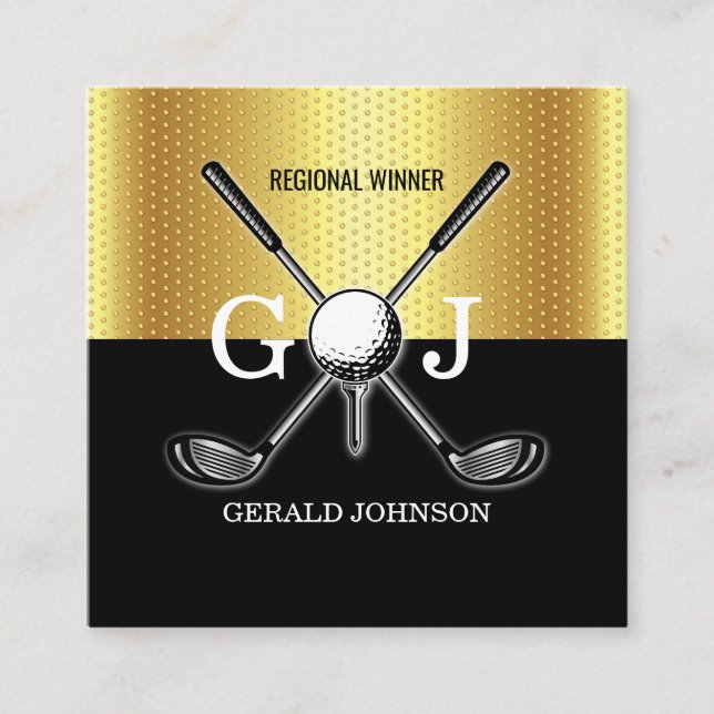 Golf Monogram Design Squ med minimal Anpassningsba Fyrkantigt Visitkort (Framsida)