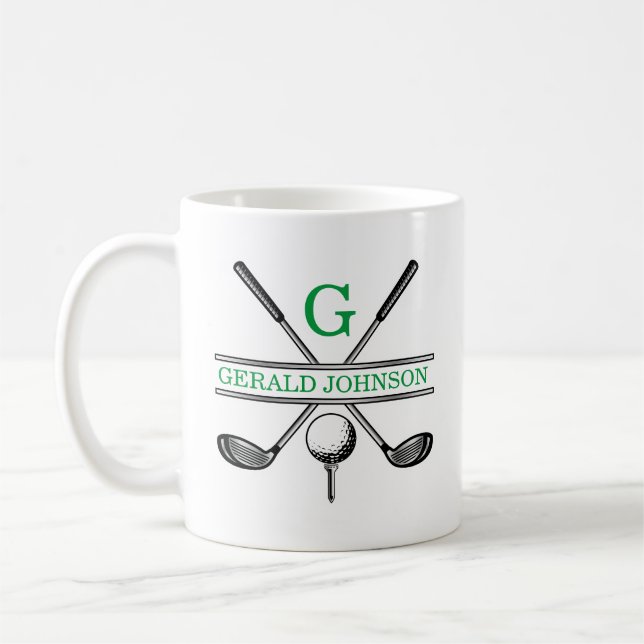 Golf Monogram för minimalistisk Anpassningsbar för Kaffemugg (Vänster)