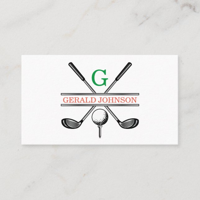 Golf Monogram för minimalistisk Anpassningsbar för Visitkort (Framsida)