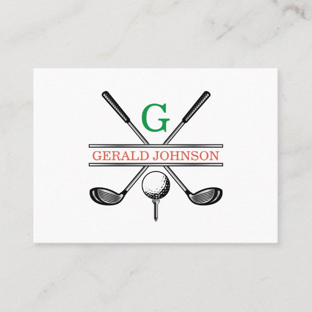 Golf Monogram för minimalistisk Anpassningsbar för Visitkort (Framsida)