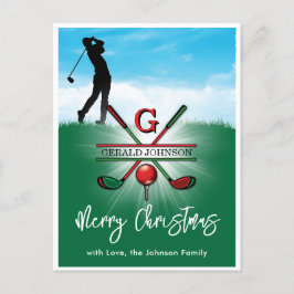 Golf Monogram God Jul-Firande Design Vykort