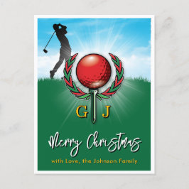 Golf Monogram God Jul-Holiday Design Vykort
