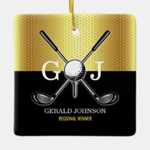Golf Monogram med minimalistisk Anpassningsbar Ele Julgransprydnad Keramik