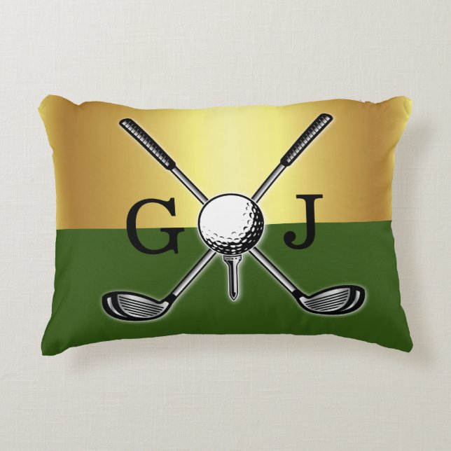 Golf Monogram med minimalistisk Anpassningsbar Ele Prydnadskudde (Framsidan)