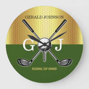 Golf Monogram med minimalistisk Anpassningsbar Ele Stor Klocka