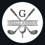 Golf Monogram med minimalistisk Elegant Anpassning Runt Klistermärke<br><div class="desc">Eleganten Golf Monogram Design från Edward Eksi med minimal Anpassningsbar. Enkel modifiering av INITIALER och TEXTS efter dina behov.</div>