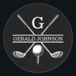 Golf Monogram med minimalistisk Elegant Anpassning Runt Klistermärke<br><div class="desc">Eleganten Golf Monogram Design från Edward Eksi med minimal Anpassningsbar. Enkel modifiering av INITIALER och TEXTS efter dina behov.</div>