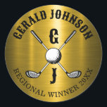 Golf Monogram med minimalistisk Elegant Anpassning Runt Klistermärke<br><div class="desc">Eleganten Golf Monogram Design från Edward Eksi med minimal Anpassningsbar. Enkel modifiering av INITIALER och TEXTS efter dina behov.</div>