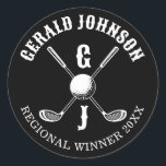 Golf Monogram med minimalistisk Elegant Anpassning Runt Klistermärke<br><div class="desc">Eleganten Golf Monogram Design från Edward Eksi med minimal Anpassningsbar. Enkel modifiering av INITIALER och TEXTS efter dina behov.</div>