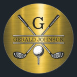 Golf Monogram med minimalistisk Elegant Anpassning Runt Klistermärke<br><div class="desc">Eleganten Golf Monogram Design från Edward Eksi med minimal Anpassningsbar. Enkel modifiering av INITIALER och TEXTS efter dina behov.</div>