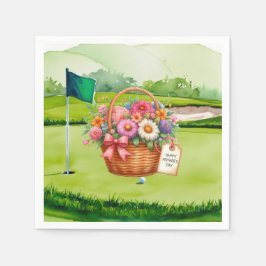 Golf Mors dag blombukett på golfvagn Pappersservett