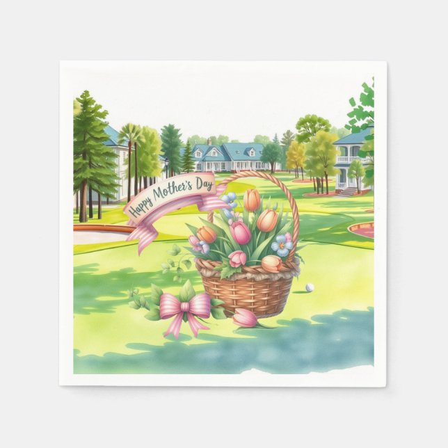 Golf mors dag blomsterbukett  pappersservett (Framsidan)
