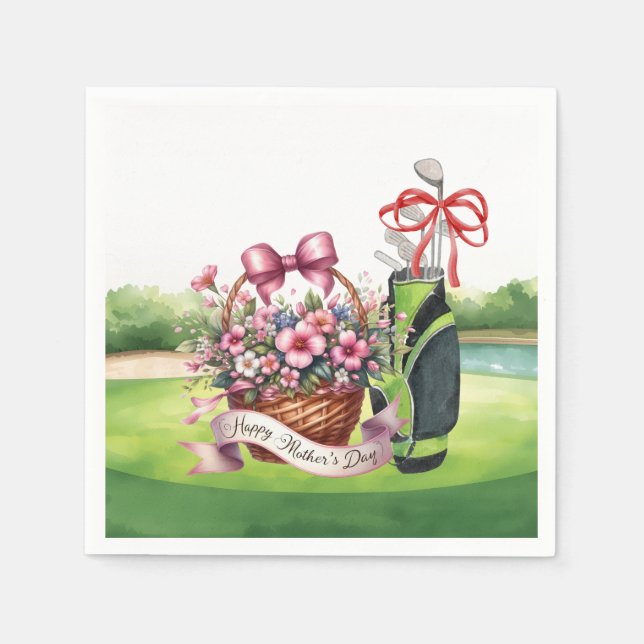 Golf mors dag blomsterkorg  pappersservett (Framsidan)