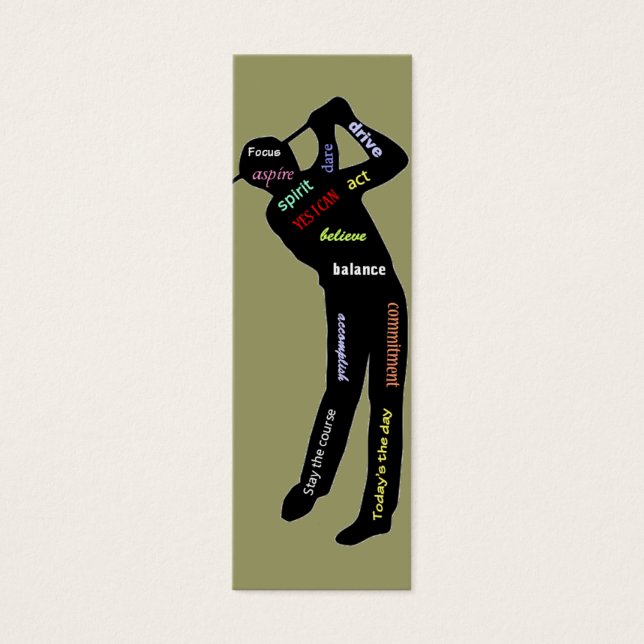 Golf Motivational Ord, Sport BookMark Litet Visitkort (Framsidan)