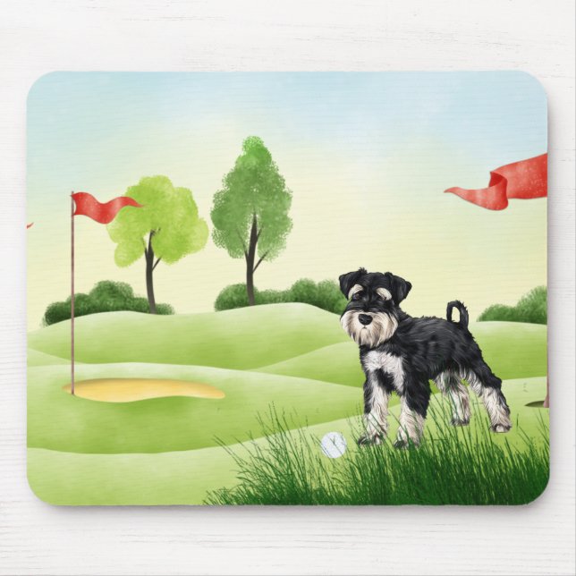 Golf Mouse Pad med Schnauzer Musmatta (Framsidan)