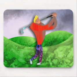 Golf Mousepad med Golfer Swinging Musmatta