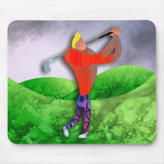 Golf Mousepad med Golfer Swinging Musmatta (Framsidan)