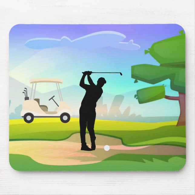 Golf Mousepad med Golfer Swinging Musmatta (Framsidan)