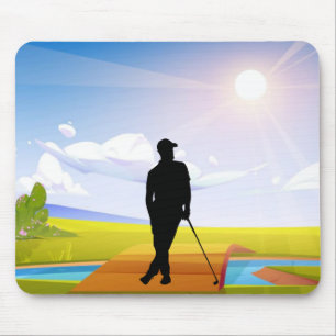Golf Mousepad med Silhouette Golfer Musmatta