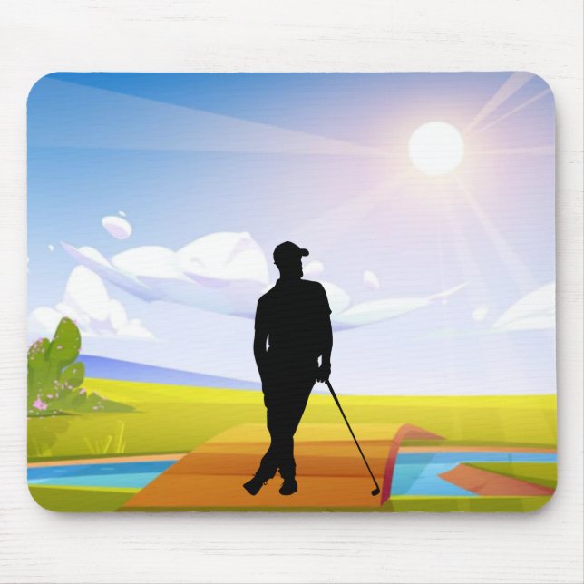 Golf Mousepad med Silhouette Golfer Musmatta (Framsidan)