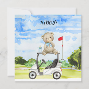 Golf Nalle Det är Boy for Baby Shower Kort