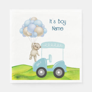 Golf Nalle Det är Boy for Baby Shower Napkins Pappersservett
