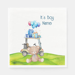 Golf Nalle Det är Boy for Baby Shower Napkins Pappersservett