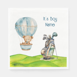 Golf Nalle Det är Boy for Baby Shower Napkins Pappersservett