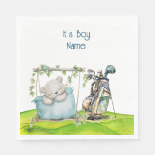 Golf Nalle Det är Boy for Baby Shower Napkins Pappersservett