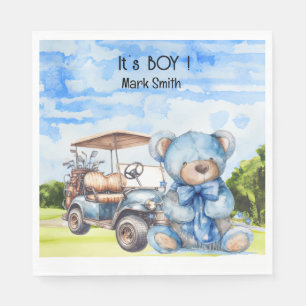 Golf Nalle Det är Boy for Baby Shower Pappersservett
