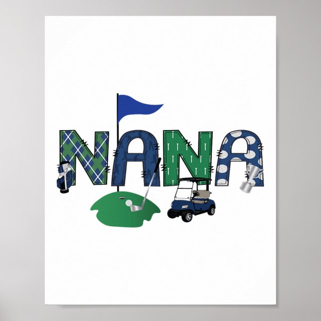Golf Nana Hål i en första Golf-Födelsedagsfest Poster (Framsidan)