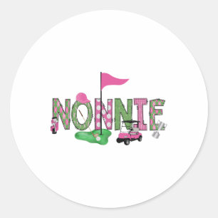 Golf Nonnie Rosa Hål i en Golf 1:a födelsedagskalk Runt Klistermärke