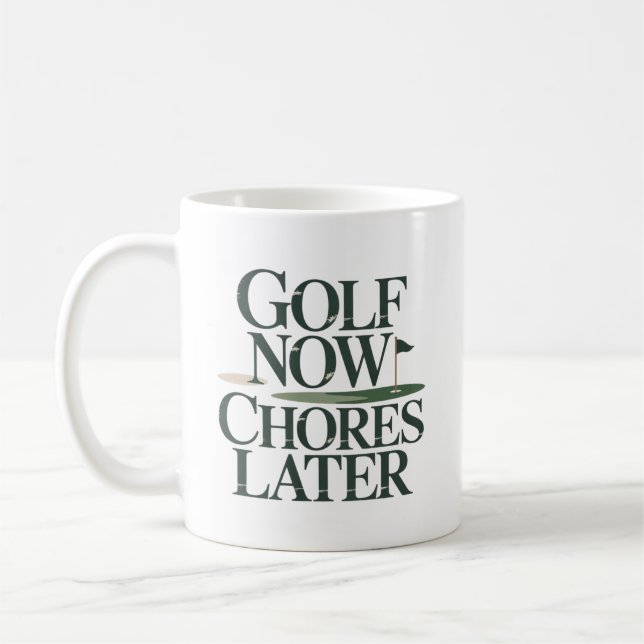 Golf Nu, Sysslor Senare Retro Golfhumor Kaffemugg (Vänster)